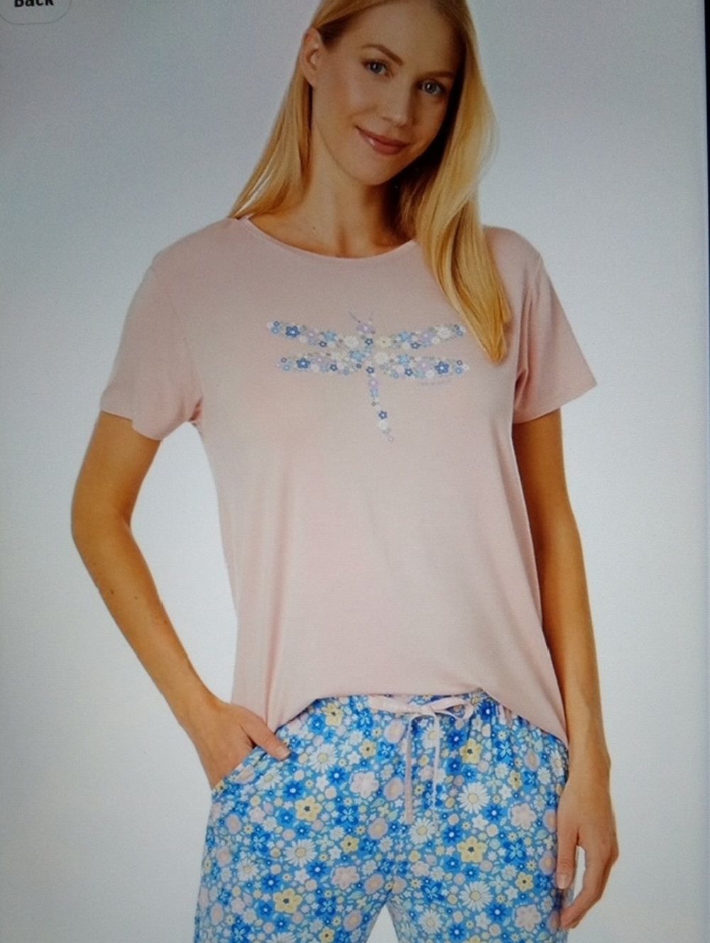 Life Is Good Dragonfly Pink and Blue Pajama Set Size Medium